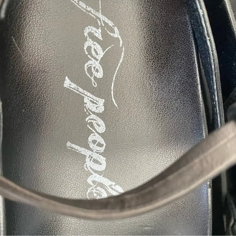 Free People Midnight Mood Black Leather Platform Lace Up Sandals 39 size 9 - Picture 10 of 10